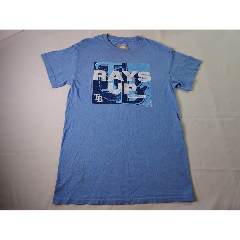 Majestic Tampa Bay Rays Shirt Mens Small S Blue Rays Up Baseball MLB‎ Tee Gym